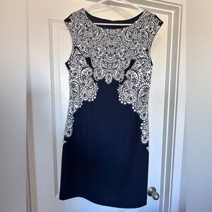 Chic Black and White Patterned Midi Dress